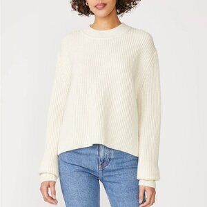 Size Small Stateside Italian Cashmere ribbed Tall Collar Crewneck Sweater Cream